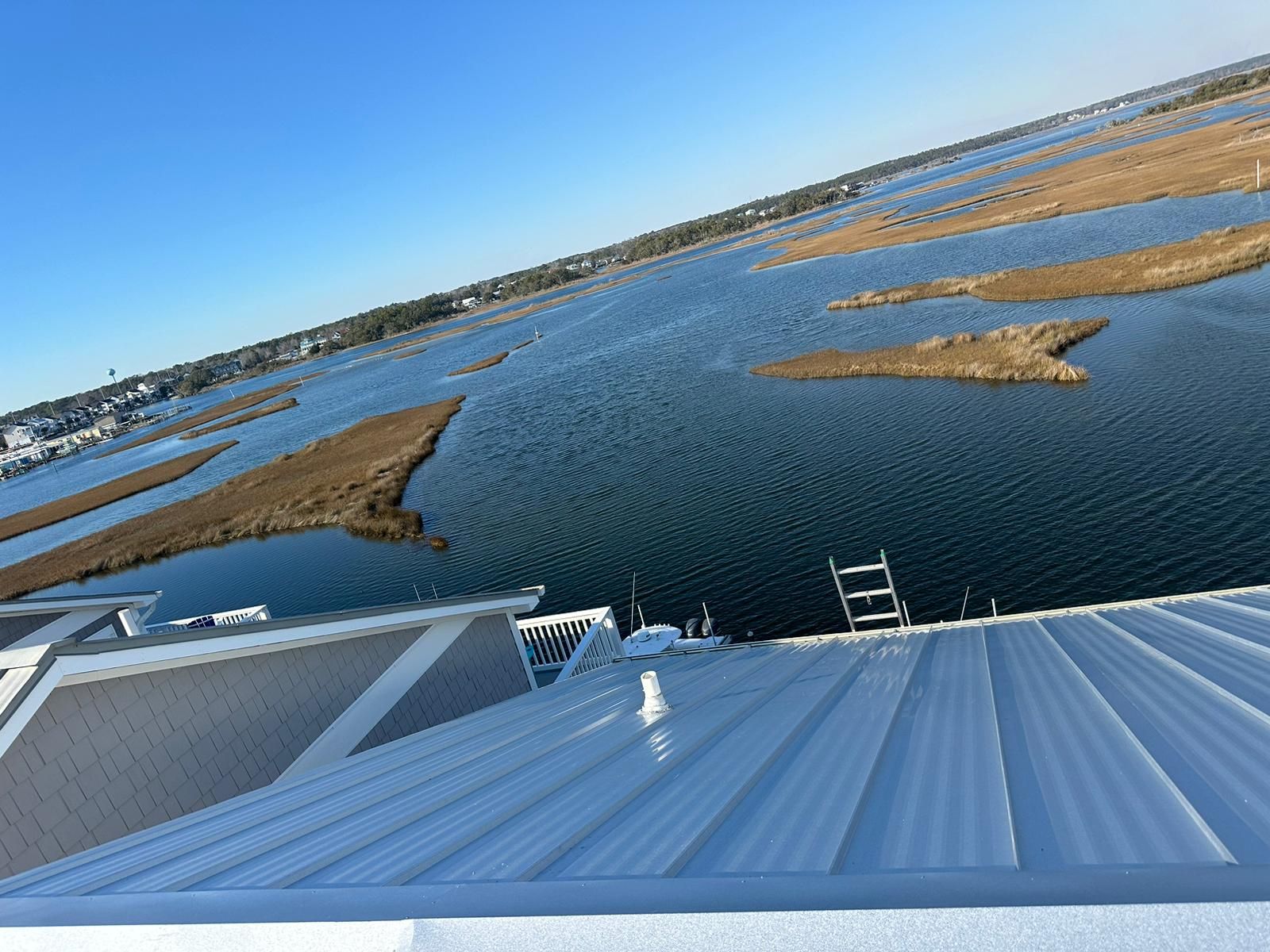 Metal roof overlooking coastal North Carolina marshland