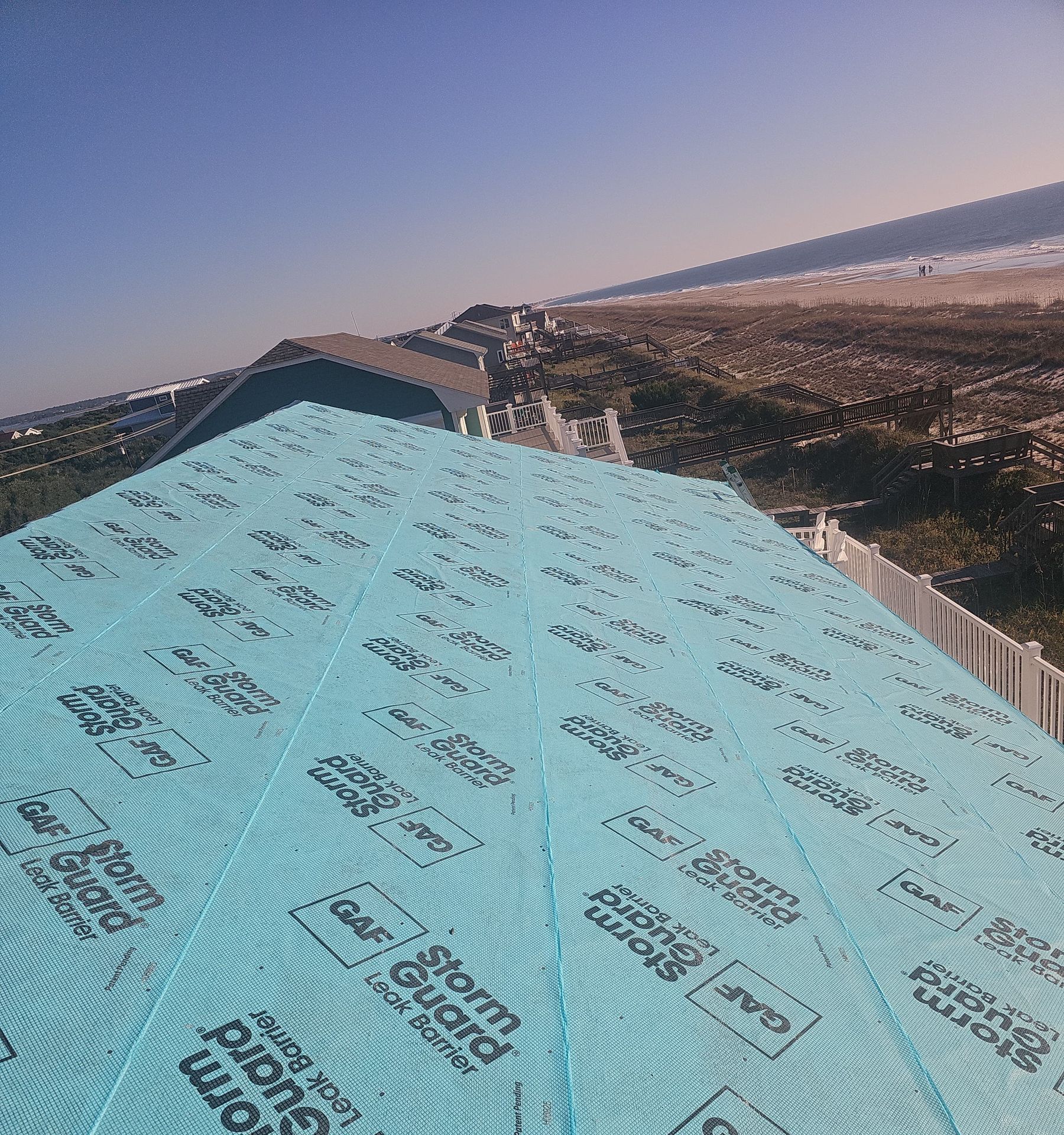 Roof deck preparation on oceanfront property